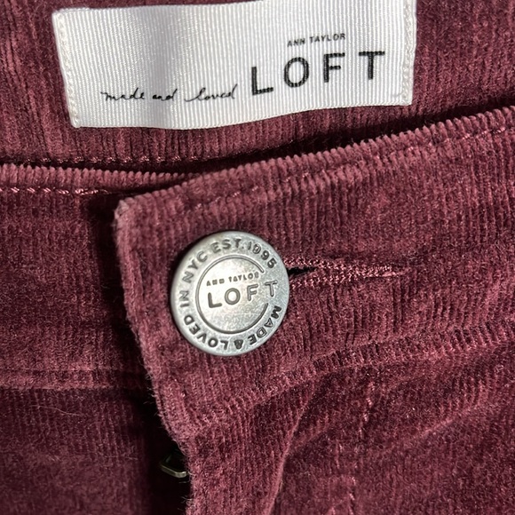 Ann Taylor LOFT Maroon Modern Skinny Corduroy Pants Fall Winter size 27 4 - Picture 5 of 6